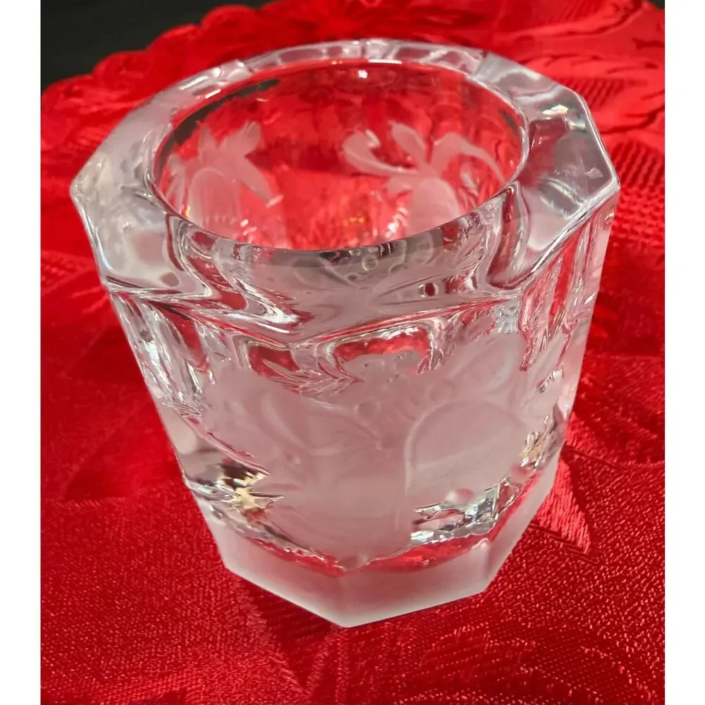 Vintage Studio Nova Holiday Bells Heavy Christmas Crystal Votive Candle Holder